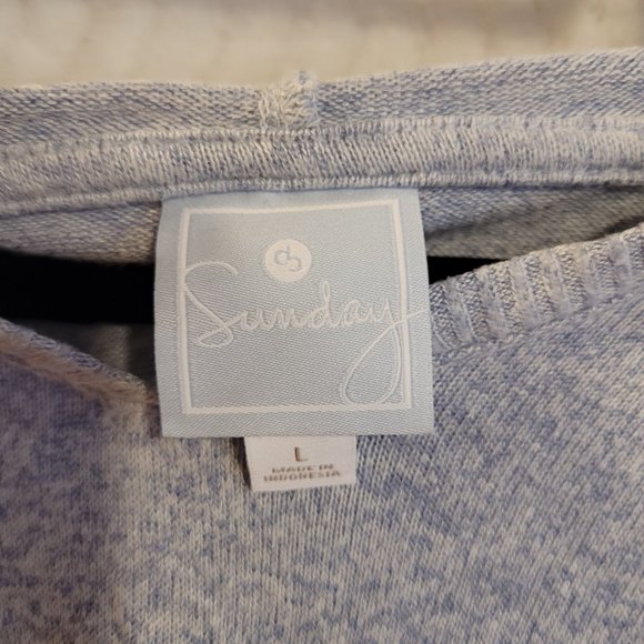 SUNDAY GREY LONG SLEEVE KNIT HOODIE SIZE L - Picture 4 of 9